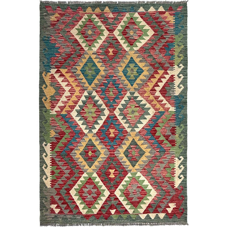 Hand Woven Wool Kelim 3' 10" x 6' 1" ft / 116 x 186 cm - No. W36831