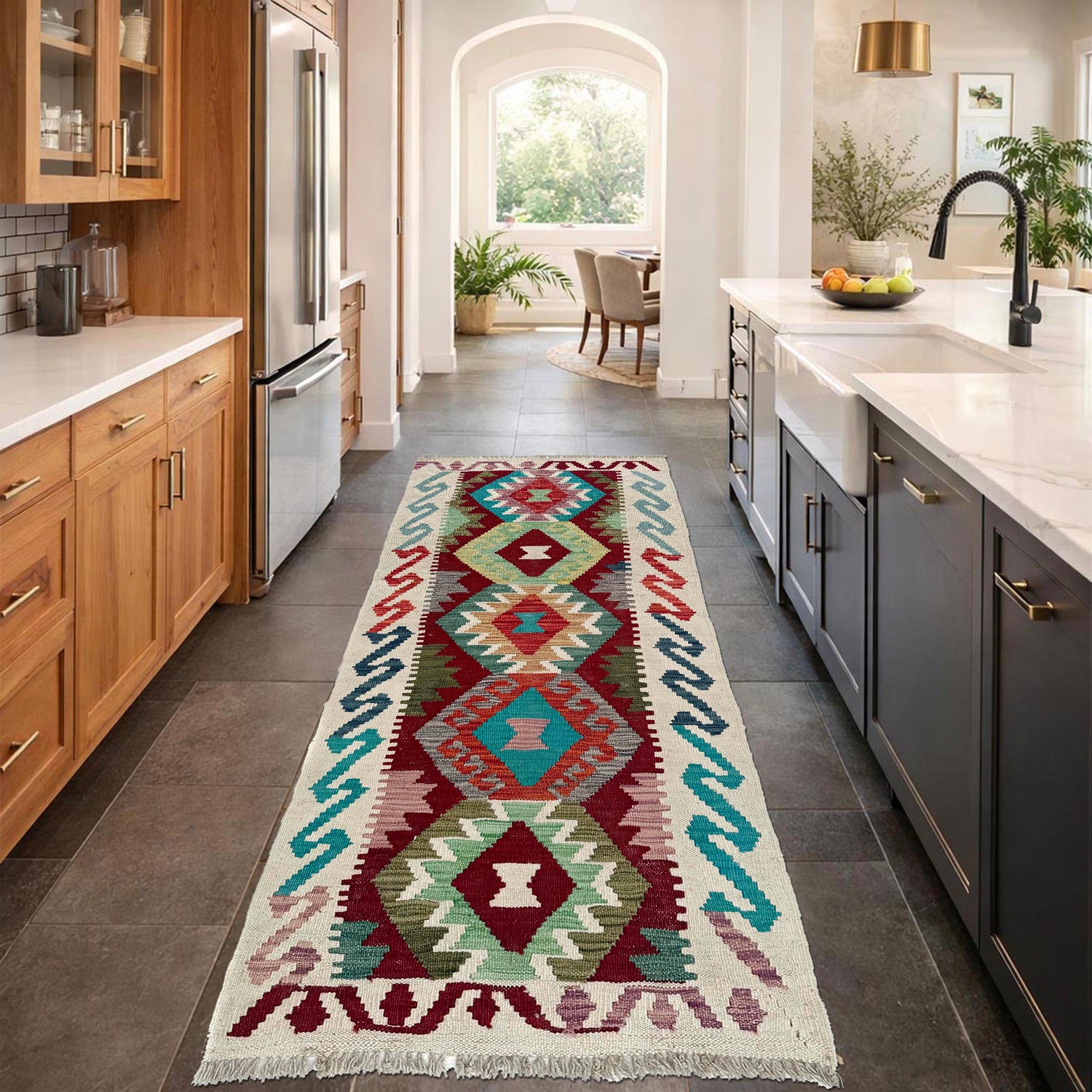 Handmade Vegetable Kelim Runner 2' 2" x 5' 4"  ft / 65 x 162 cm - No. W36834