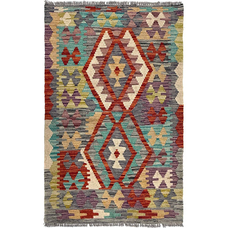 Hand Woven Wool Kelim 2' 6" x 4' 2" ft / 76 x 127 cm - No. W36835