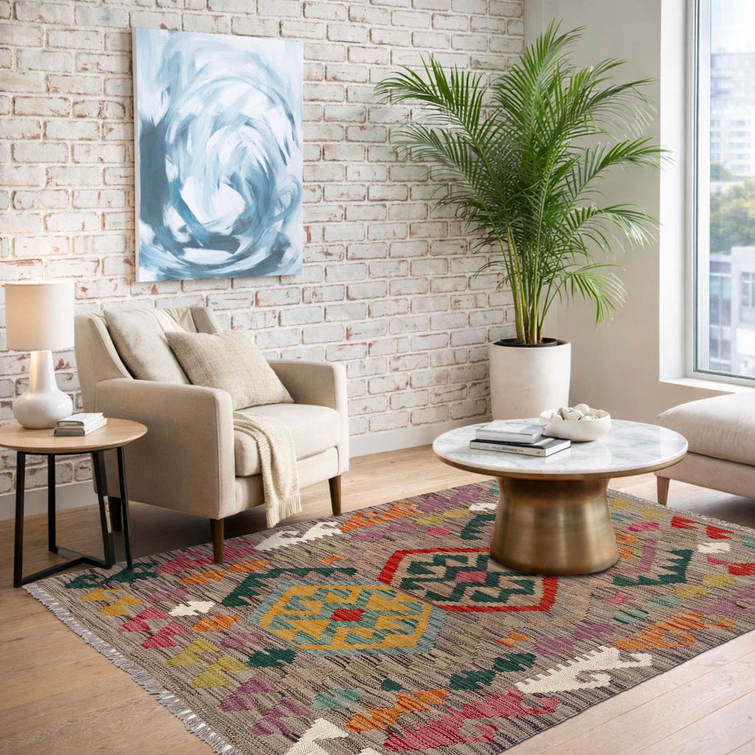 Handmade Vegetable Kilim 2' 7" x 4' 0" ft / 79 x 122 cm - No. W36836