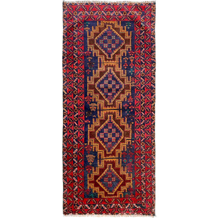 Traditional Handwoven Baluch Runne 2' 9" x 6' 5" ft / 84 x 196 cm - No. W36850