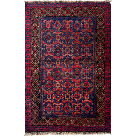Hand Knotted Baluchi Rug 2' 6" x 3' 8" ft / 75 x 113 cm - No. W36852
