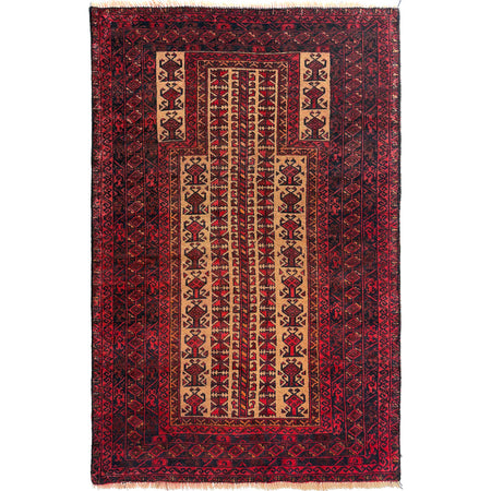 Handmade Prayer Rug 3' 2" x 4' 11" ft / 96 x 150 cm -No. W36854