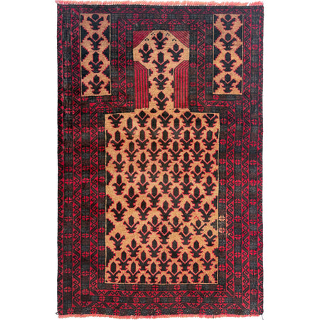 Islamic Prayer Carpet 2' 10" x 4' 3" ft / 86 x 129 cm - No. W36856