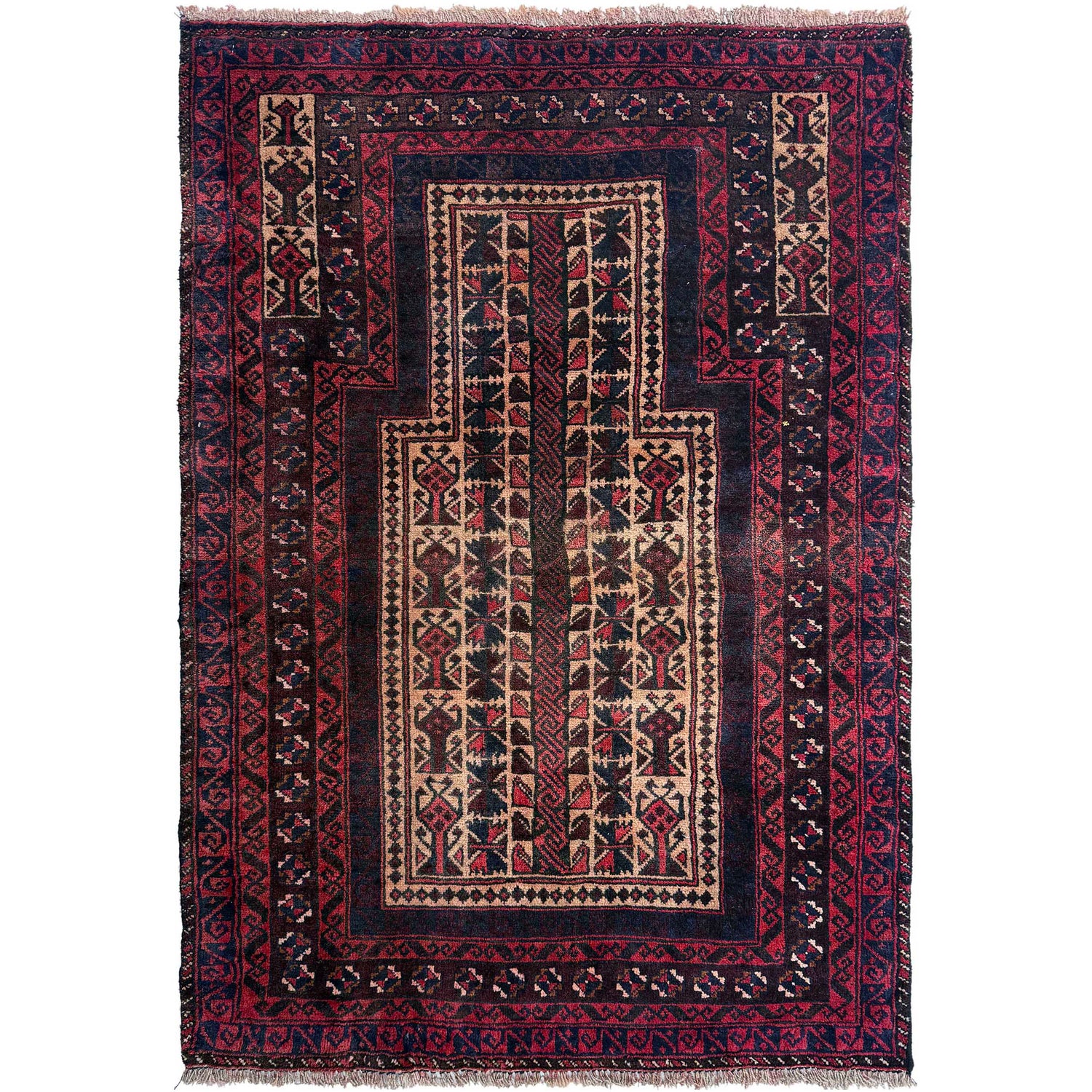 Multi Color Prayer Rug 2' 11" x 4' 4" ft / 90 x 133 cm - No. W36862