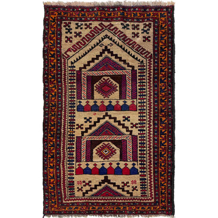 Multi Color Prayer Rug 2' 8" x 4' 3" ft / 82 x 129 cm - No. W37611