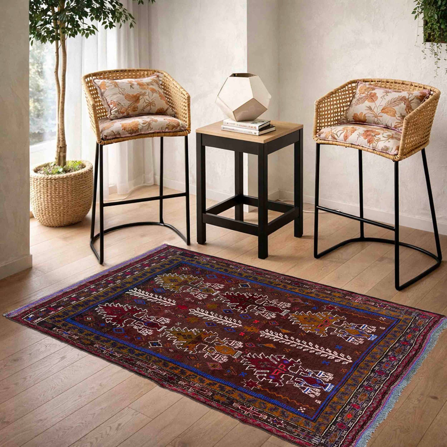 Tribal Baloch Rug 3' 2" x 4' 5" ft / 97 x 135 cm - No. W37702
