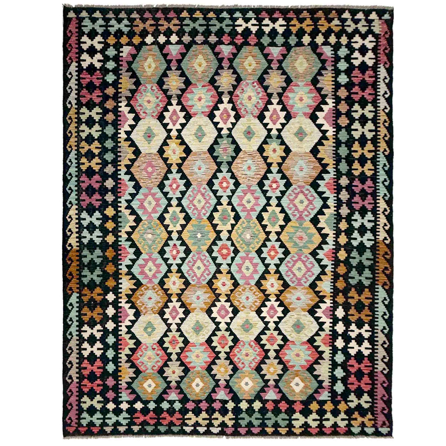 Handmade Turkish Design Wool Kilim 6' 8" x 10' 0" ft / 204 x 305 cm - No. W38069