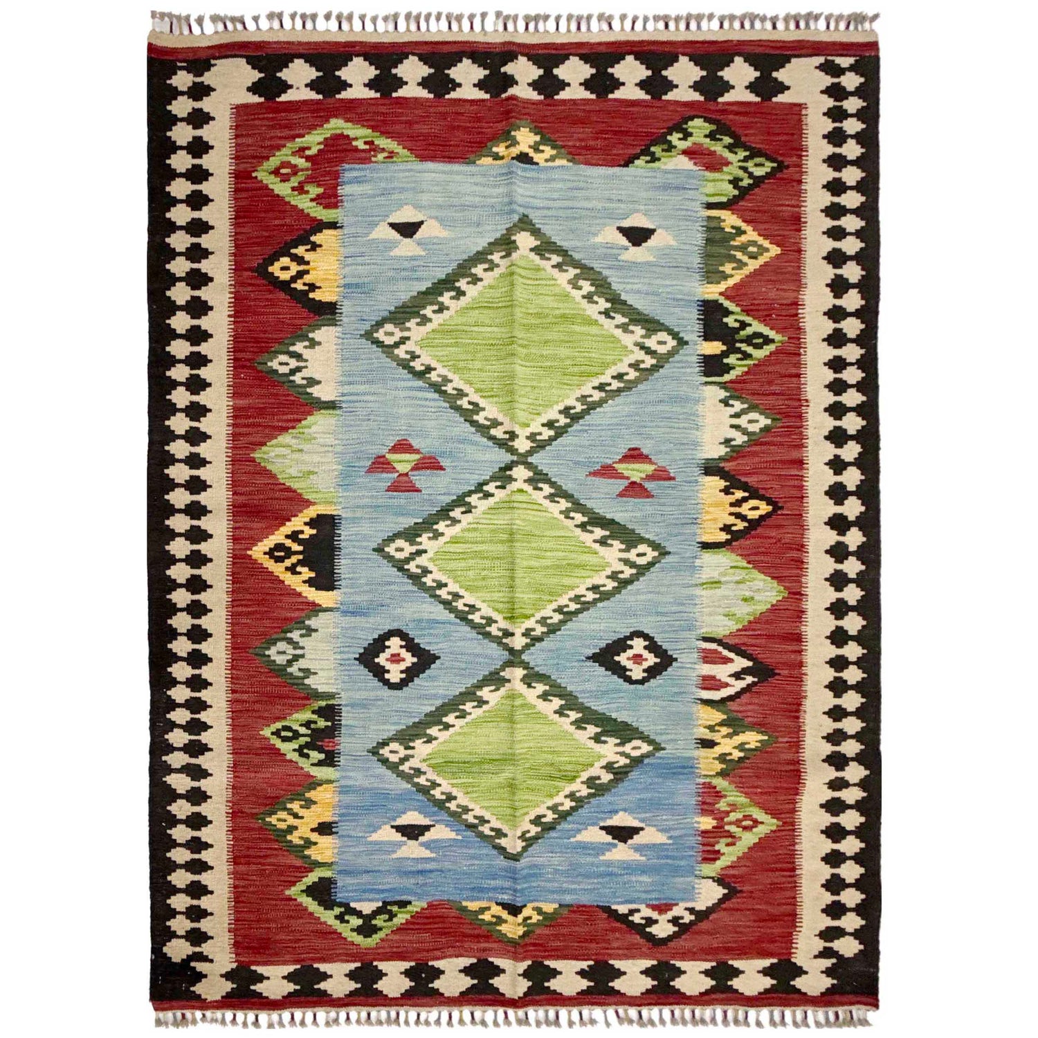 Handmade Turkish Design Wool Kilim 4' 10" x 6' 5" ft / 147 x 196 cm - No. W38074