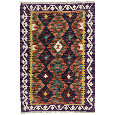 Handmade Turkish Design Wool Kilim 2' 7" x 4' 0" ft / 79 x 123 cm - No. W38090