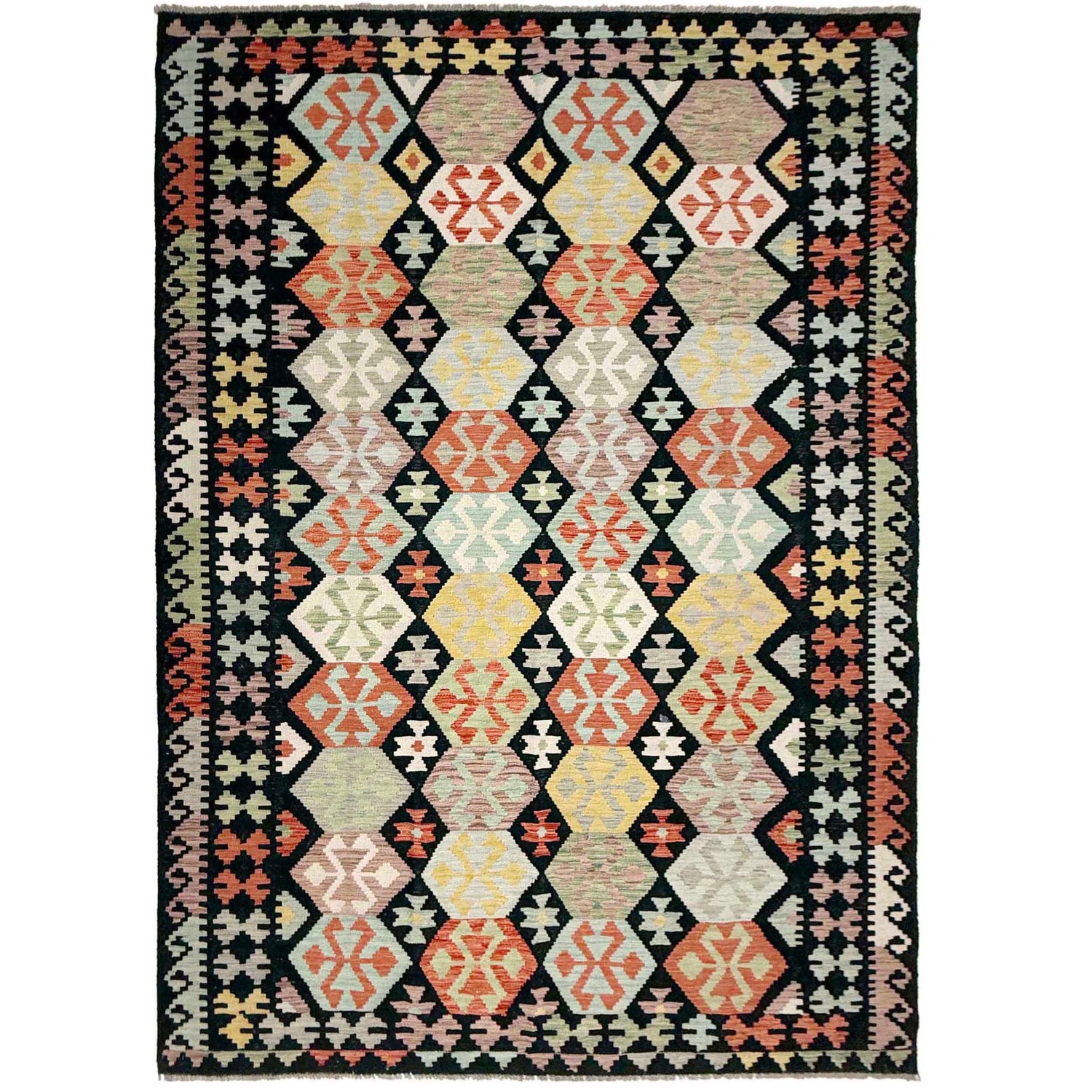 Hand Knotted Flatweave Kilim 6' 4" x 9' 11" ft / 194 x 302 cm - No. W38104