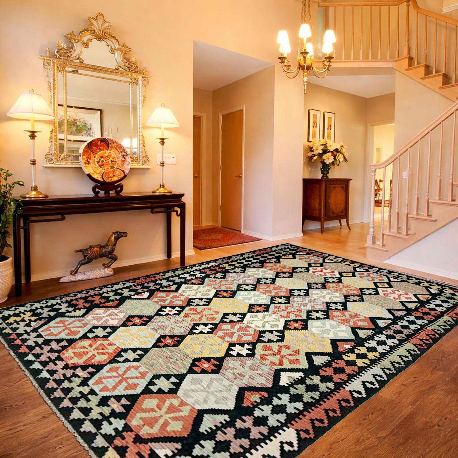 Hand Knotted Flatweave Kilim 6' 4" x 9' 11" ft / 194 x 302 cm - No. W38104
