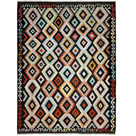 Hand Made Afghan Kilim 6' 4" x 9' 10" ft / 193 x 299 cm - No. W38106