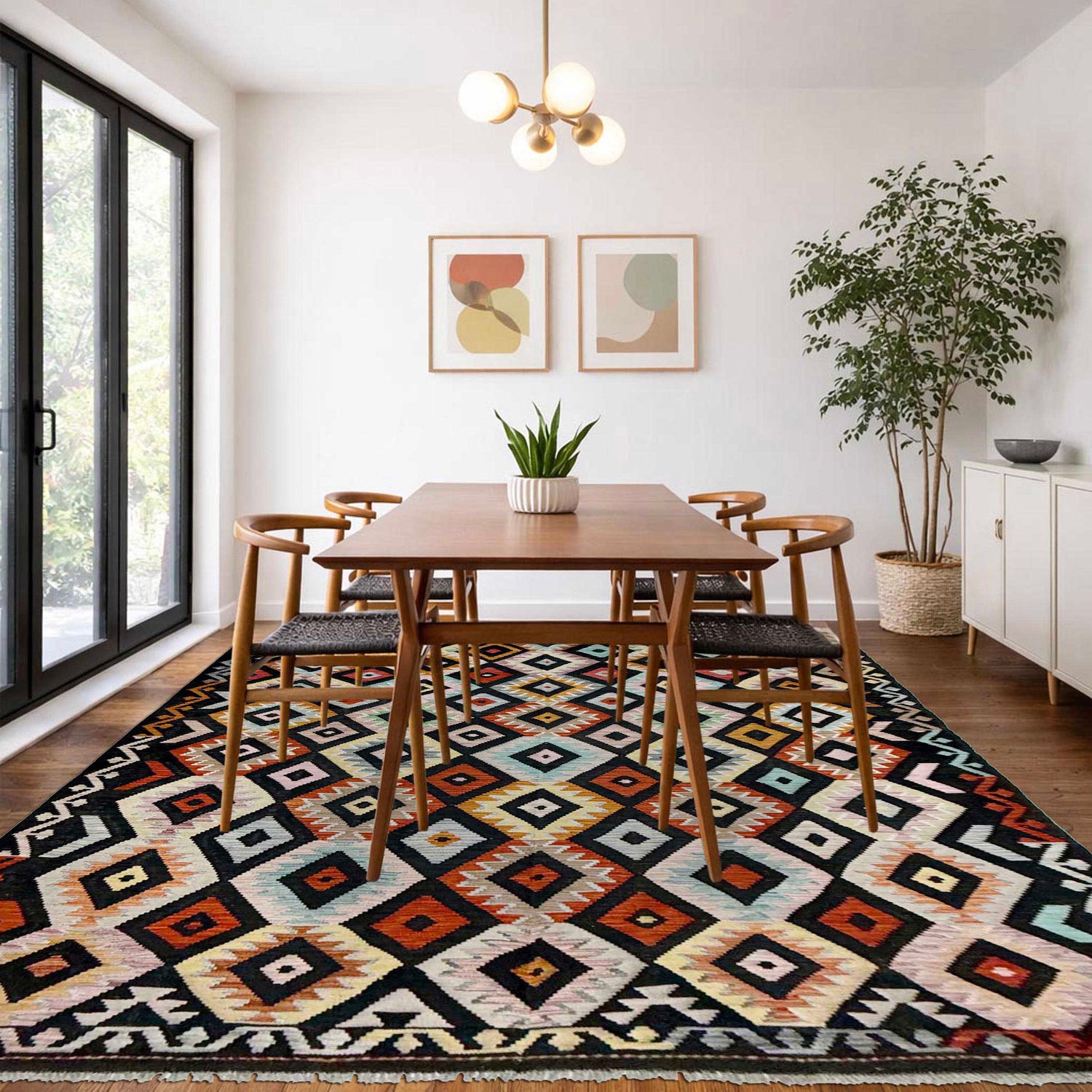 Hand Made Afghan Kilim 6' 4" x 9' 10" ft / 193 x 299 cm - No. W38106