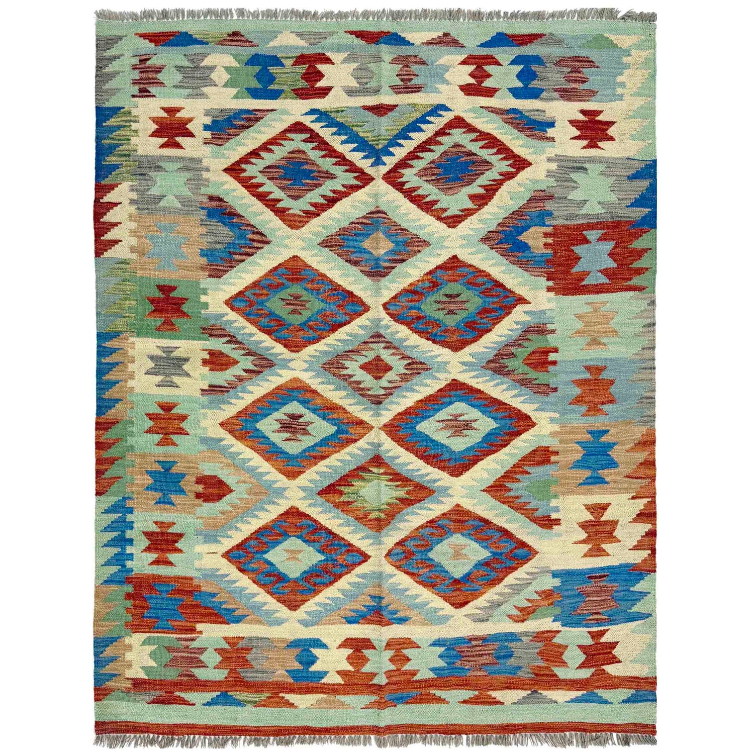 Hand Knotted Flatweave Kilim 4' 11" x 6' 5" ft / 151 x 195 cm - No. W38126