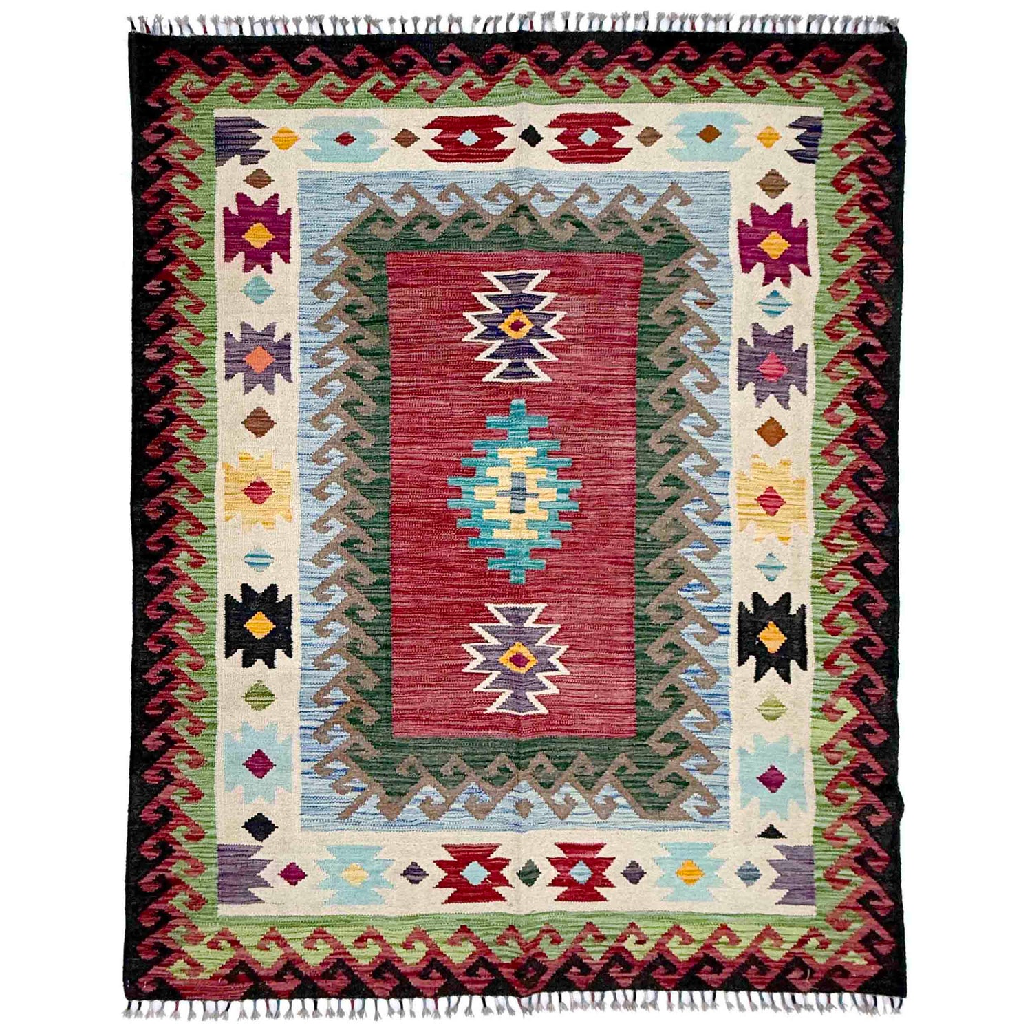 Handmade Vegetable Kelim 4' 11" x 6' 7" ft / 150 x 200 cm - No. W38127