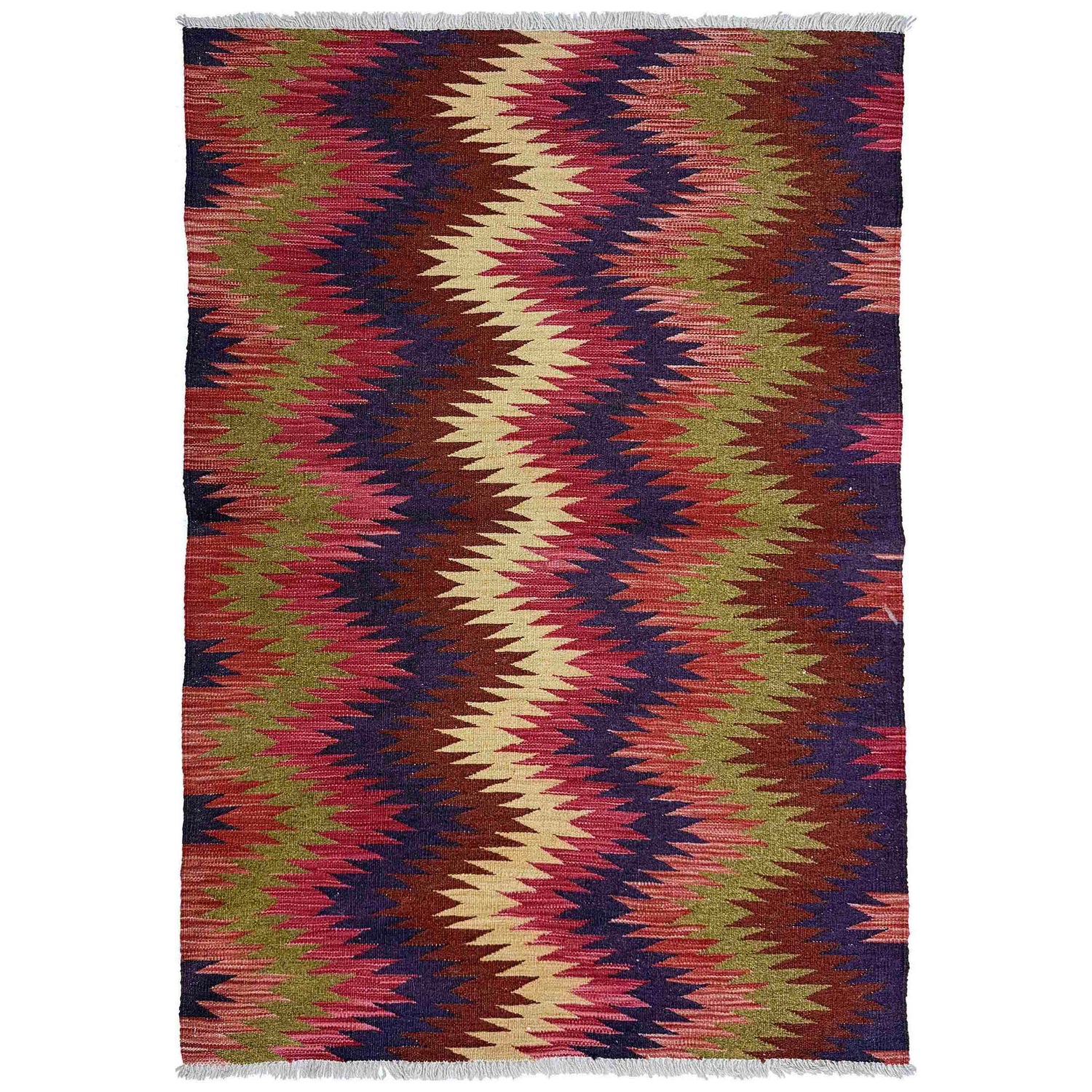 Handmade Afghan Vegetable Kilim 3' 5" x 4' 10" ft / 103 x 147 cm - No. W38148
