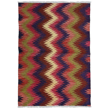 Handmade Afghan Vegetable Kilim 3' 5" x 4' 10" ft / 103 x 147 cm - No. W38148