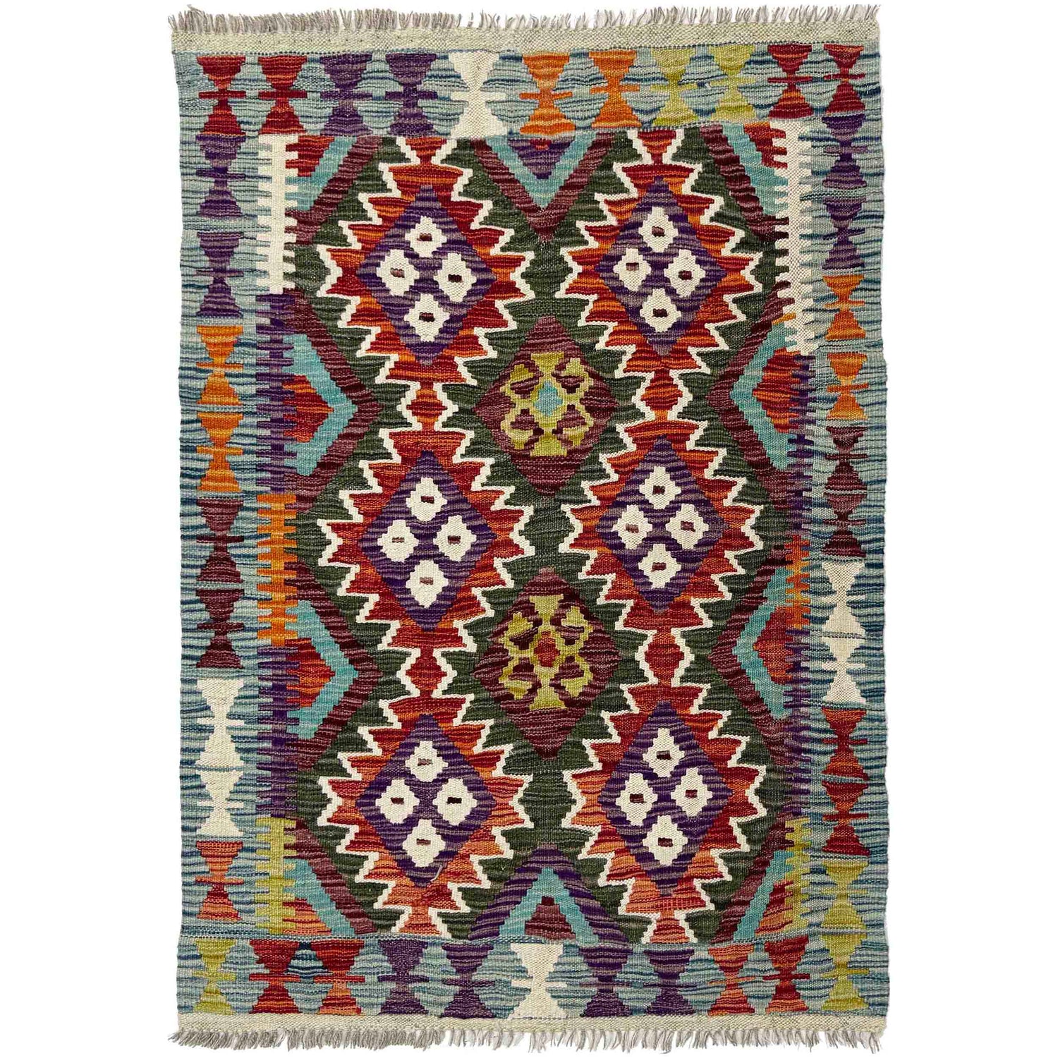 Hand Knotted Flatweave Kilim 2' 11" x 4' 2" ft / 88 x 127 cm - No. W38162