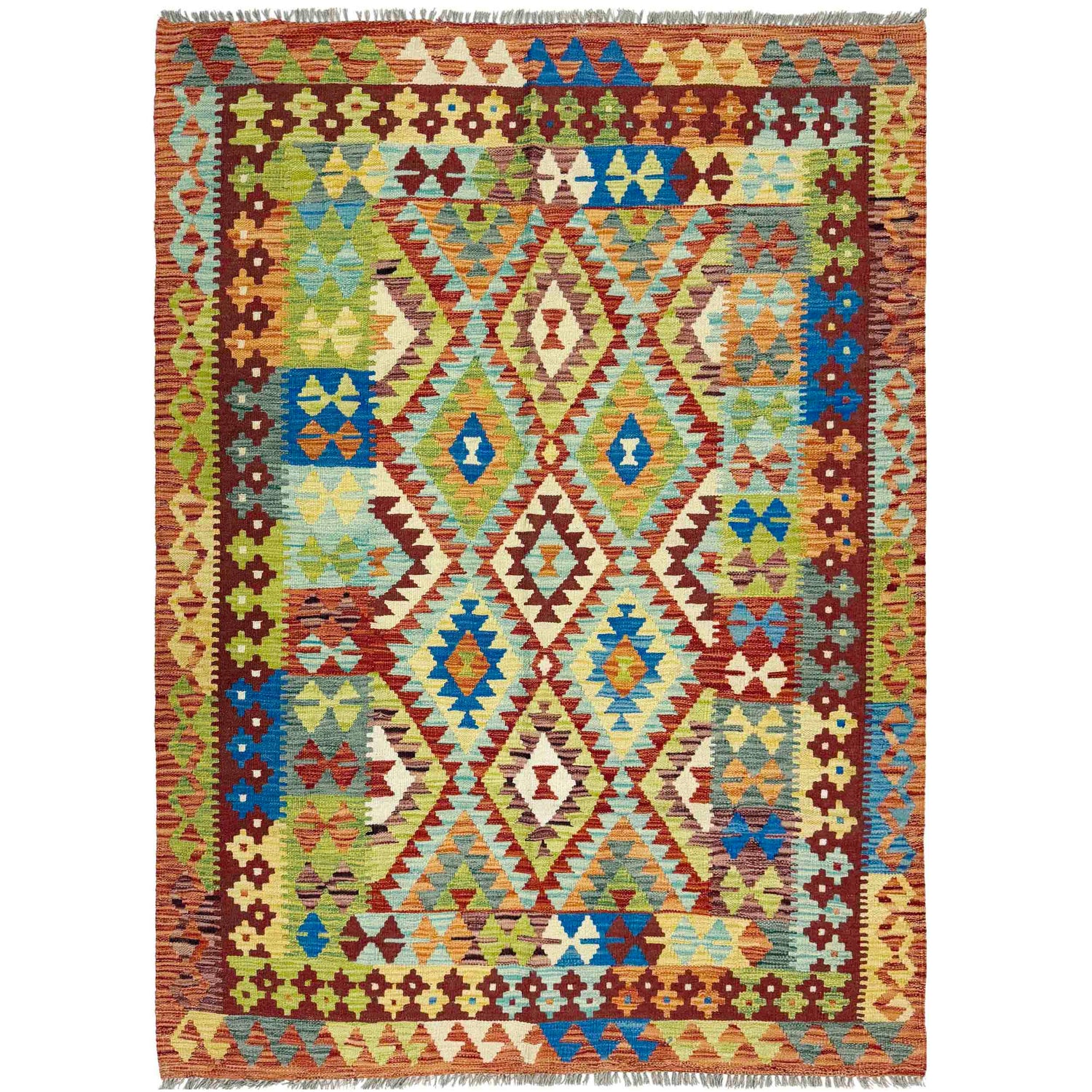 Hand Made Afghan Kilim 4' 11" x 6' 7" ft / 150 x 200 cm - No. W38207