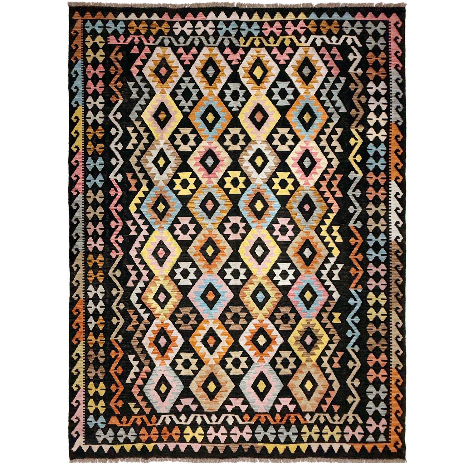 Handmade Vegetable Kilim 6' 7" x 9' 5" ft / 201 x 288 cm - No. W38213