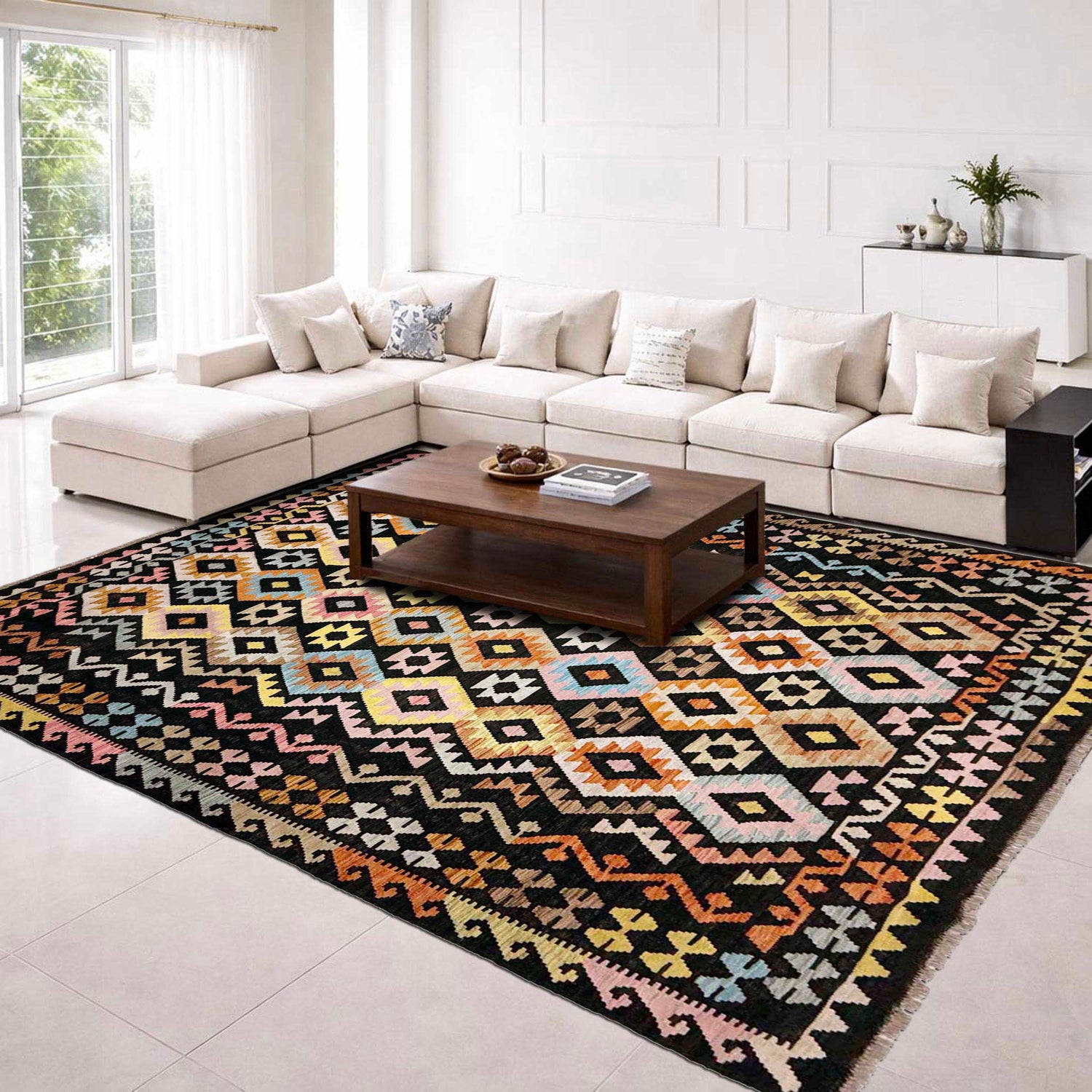 Handmade Vegetable Kilim 6' 7" x 9' 5" ft / 201 x 288 cm - No. W38213