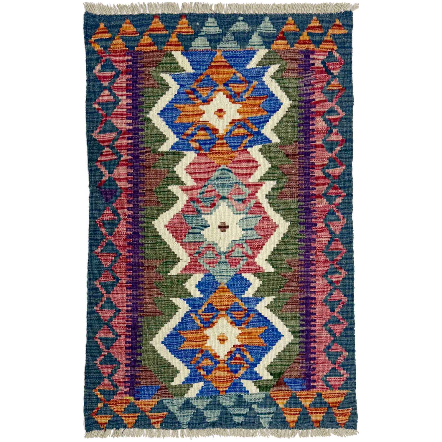 Handmade Afghan Vegetable Kilim 2' 5" x 3' 10" ft / 73 x 116 cm - No. W38223