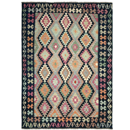 Hand Woven Wool Kelim 6' 6" x 9' 11" ft / 199 x 303 cm - No. W38230