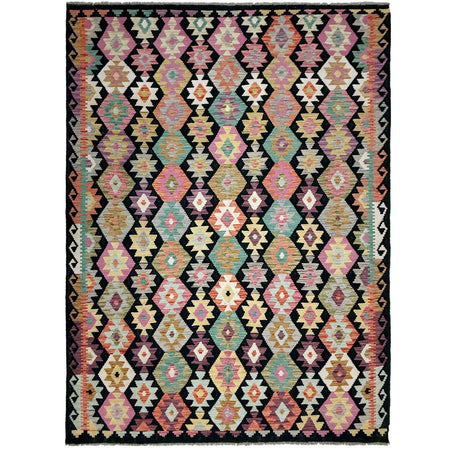 Handmade Turkish Design Wool Kilim 6' 8" x 9' 9" ft / 204 x 298 cm - No. W38231