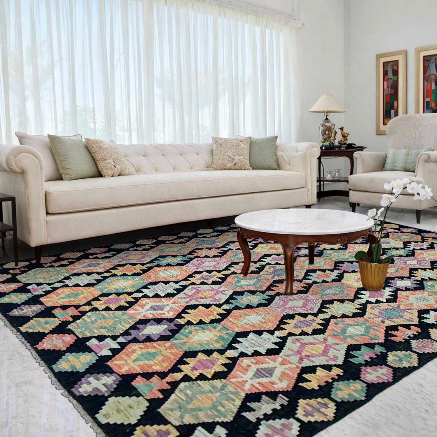 Medium Size Chobi Kilim 6' 8" x 9' 7" ft / 202 x 293 cm - No. W38232