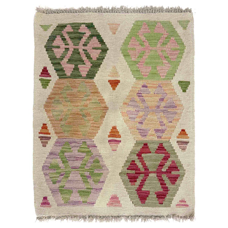 Handmade Afghan Vegetable Kilim 1' 11" x 2' 6" ft / 58 x 75 cm - No. W38235