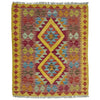 Multi Color ful Flat-Weave Wool Kilim 3' 3" x 3' 10" ft / 100 x 118 cm - No. W38241