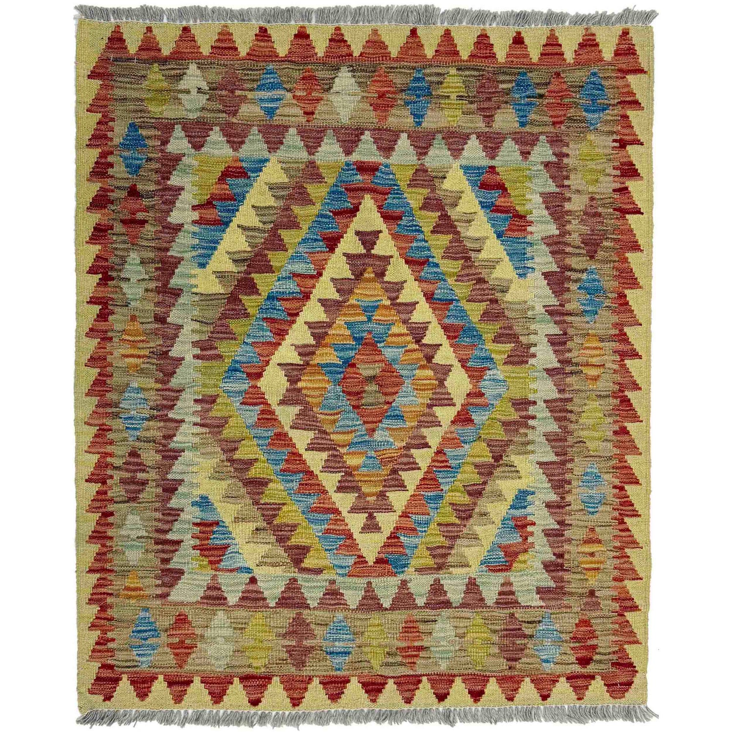 Handmade Vegetable Kilim 3' 3" x 3' 10" ft / 98 x 116 cm - No. W38243