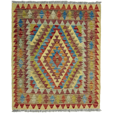 Handmade Vegetable Kilim 3' 3" x 3' 10" ft / 98 x 116 cm - No. W38243