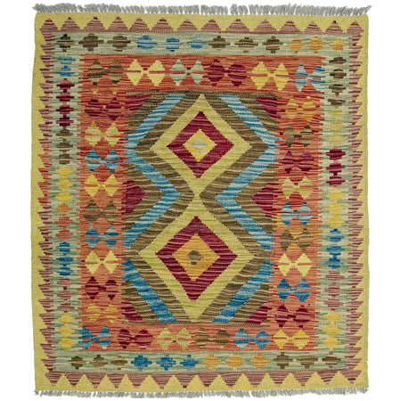 Handmade Vegetable Kelim 3' 5" x 4' 1" ft / 104 x 125 cm - No. W38244