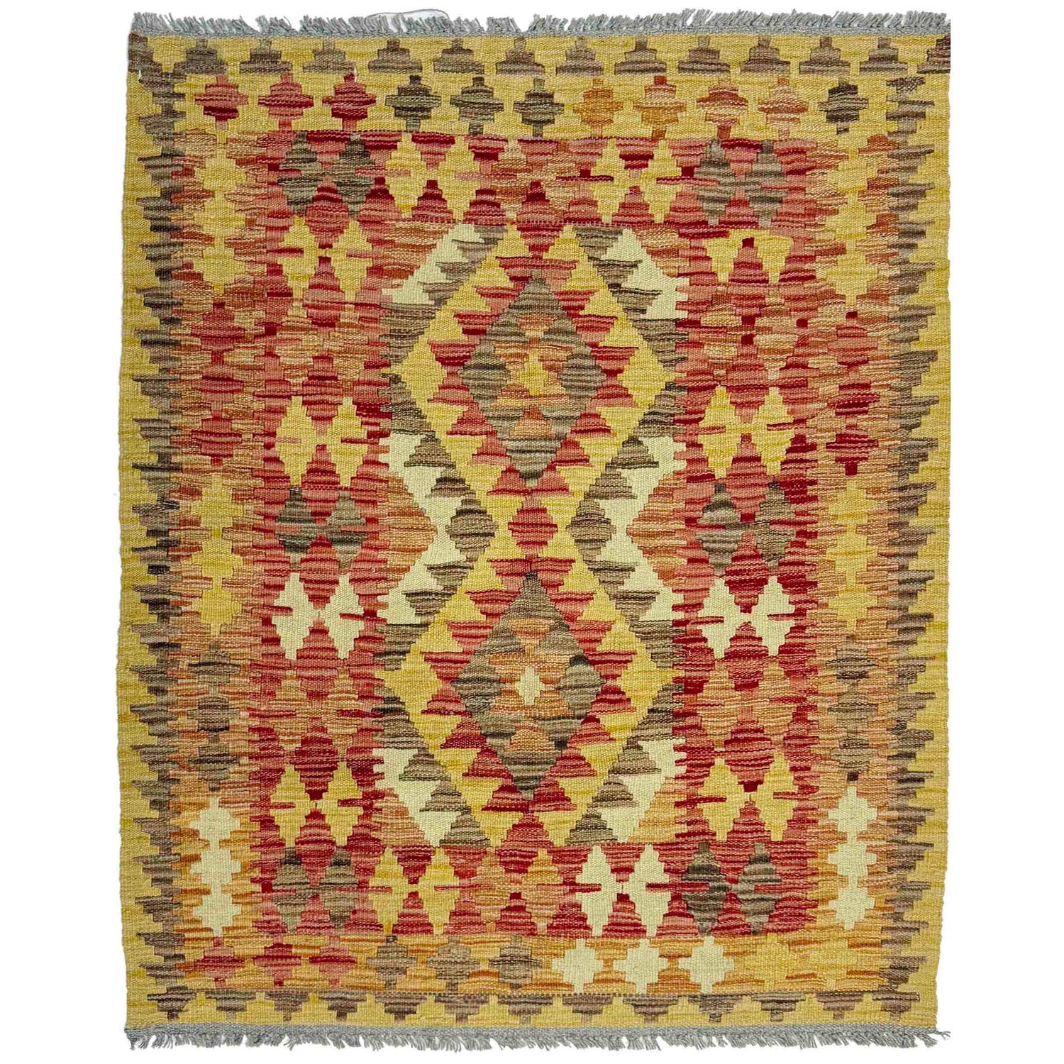 Hand Woven Wool Kelim 3' 7" x 4' 5" ft / 108 x 134 cm - No. W38247