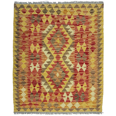 Hand Woven Wool Kelim 3' 7" x 4' 5" ft / 108 x 134 cm - No. W38247