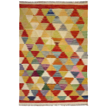 Hand Made Afghan Kilim 3' 10" x 5' 10" ft / 118 x 179 cm - No. W38938