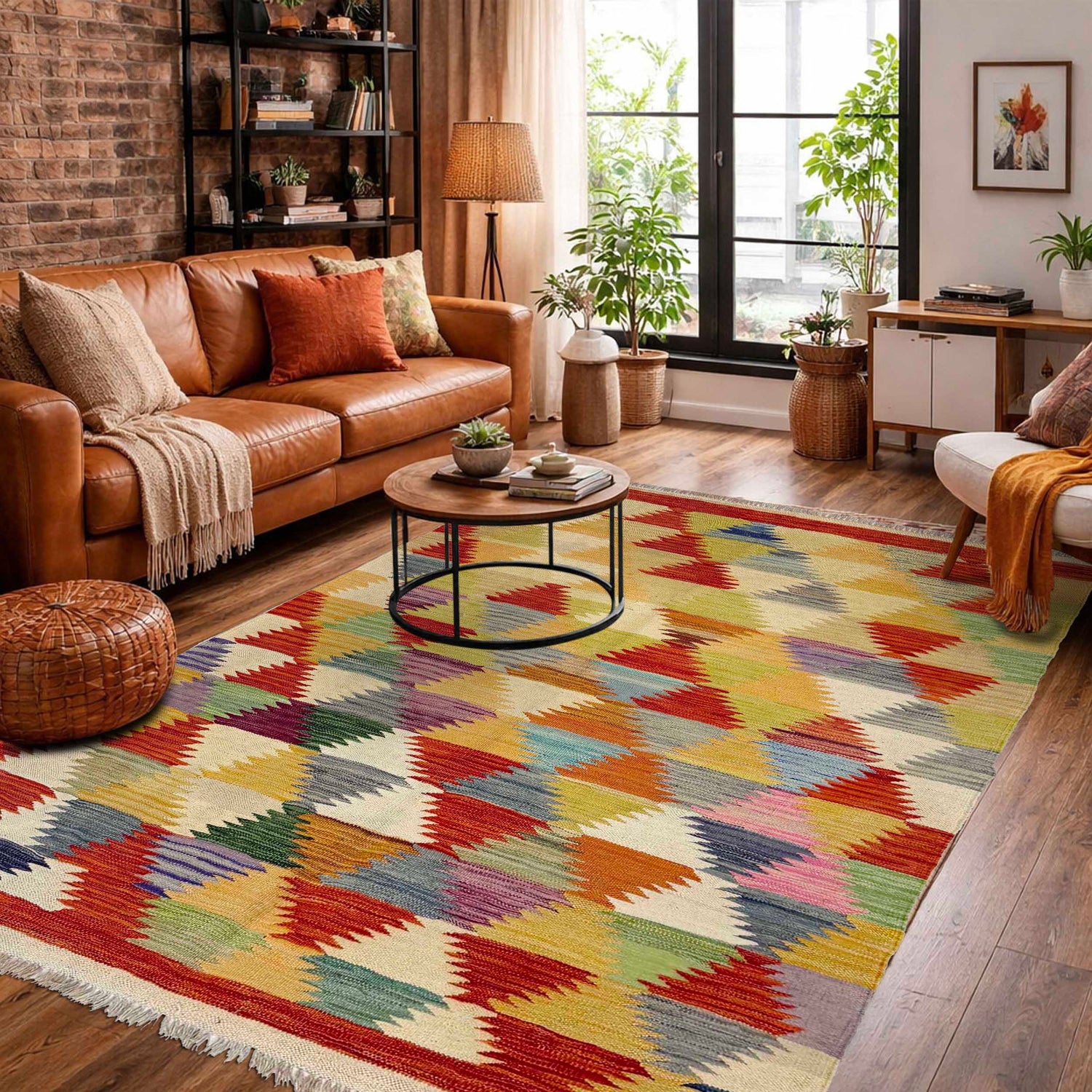 Hand Made Afghan Kilim 3' 10" x 5' 10" ft / 118 x 179 cm - No. W38938