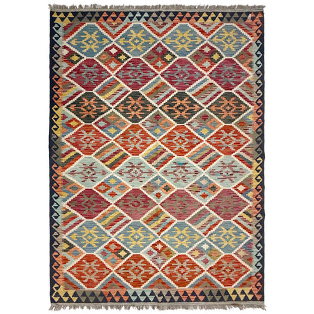 Handmade Afghan Vegetable Kilim 5' 9" x 8' 2" ft / 174 x 250 cm - No. W38939