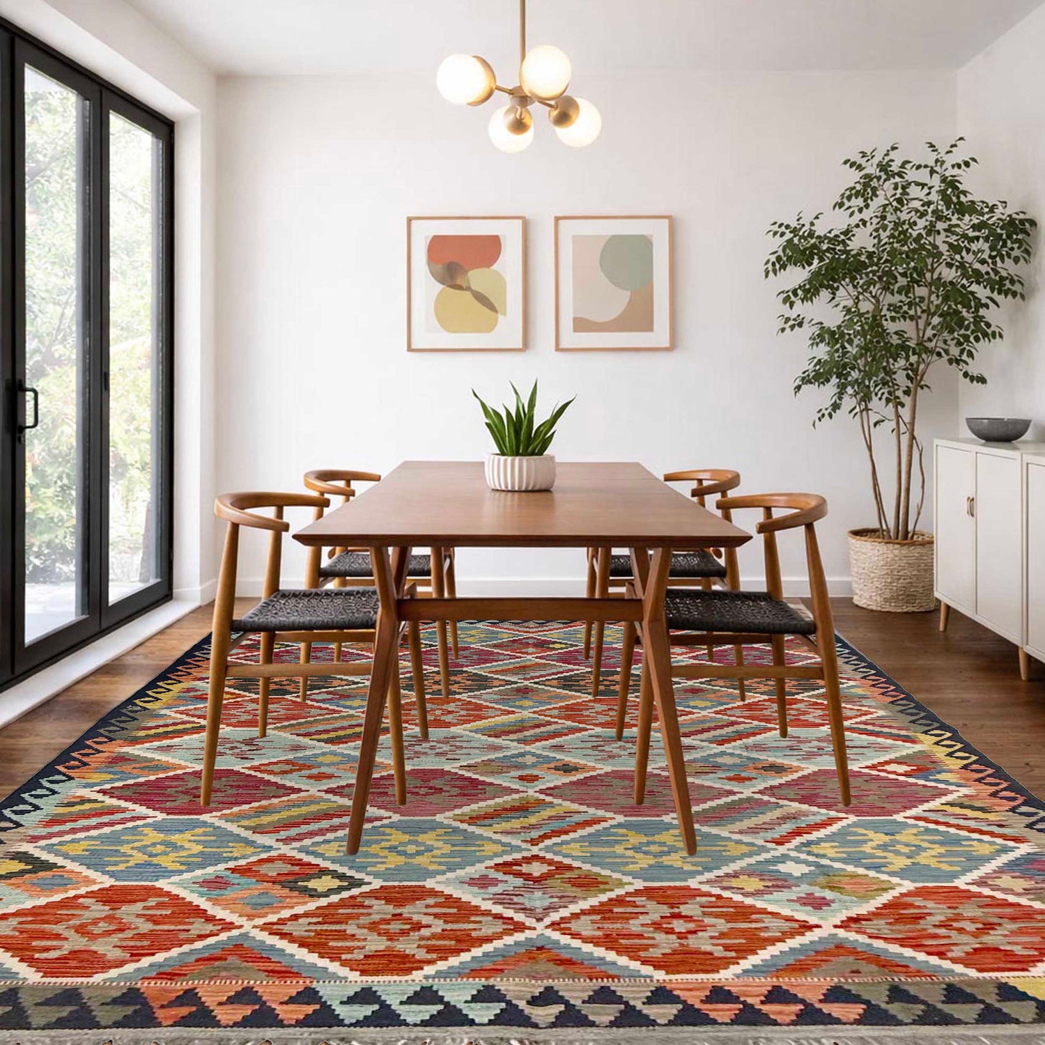 Handmade Afghan Vegetable Kilim 5' 9" x 8' 2" ft / 174 x 250 cm - No. W38939