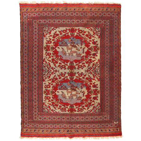 Handmade Afghan Kilim 4' 10" x 6' 2" ft / 147 x 189 cm - No. Y12751