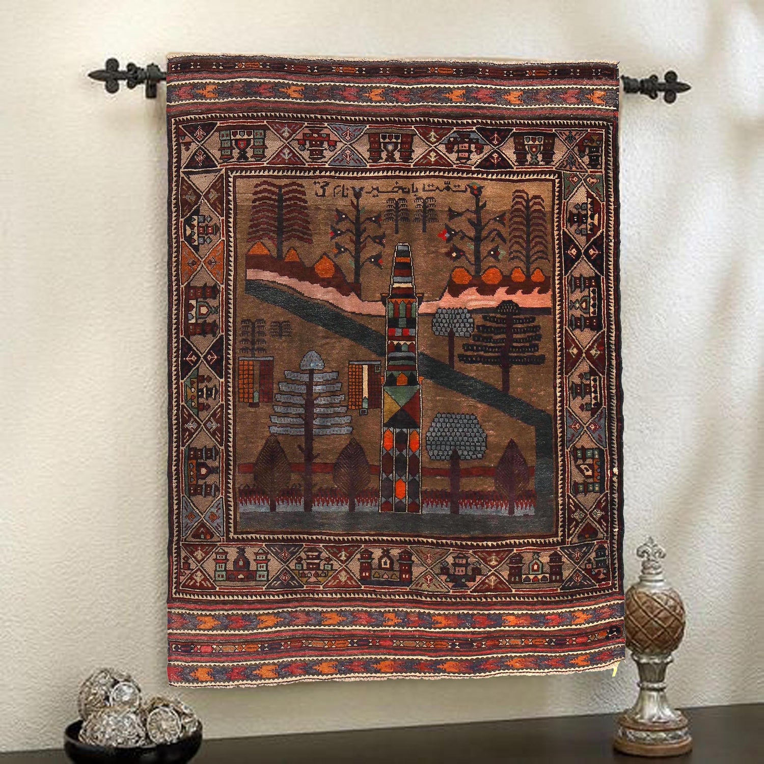 Handmade Picture Area Rug 4' 5" x 6' 6" ft / 135 x 198 cm - No. Y14953