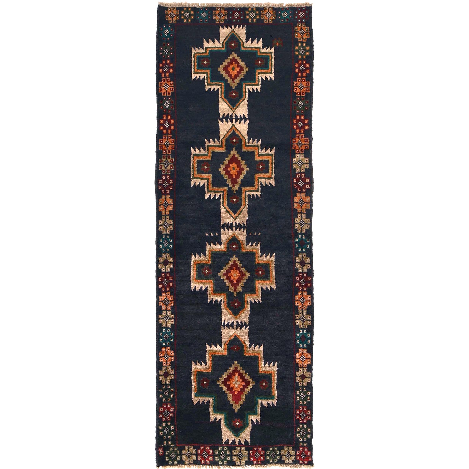 Handmade Balochi Runner Rug 2' 6" x 7' 7" ft / 76 x 232 cm - No. Y15374