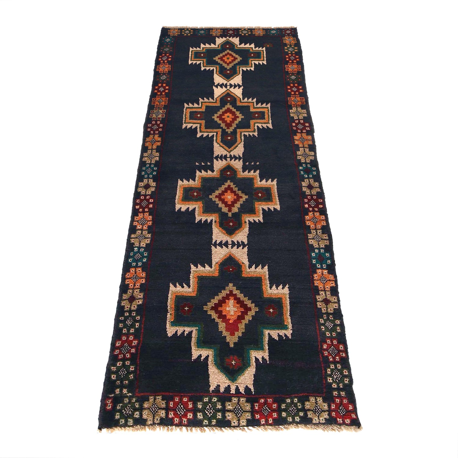 Handmade Balochi Runner Rug 2' 6" x 7' 7" ft / 76 x 232 cm - No. Y15374
