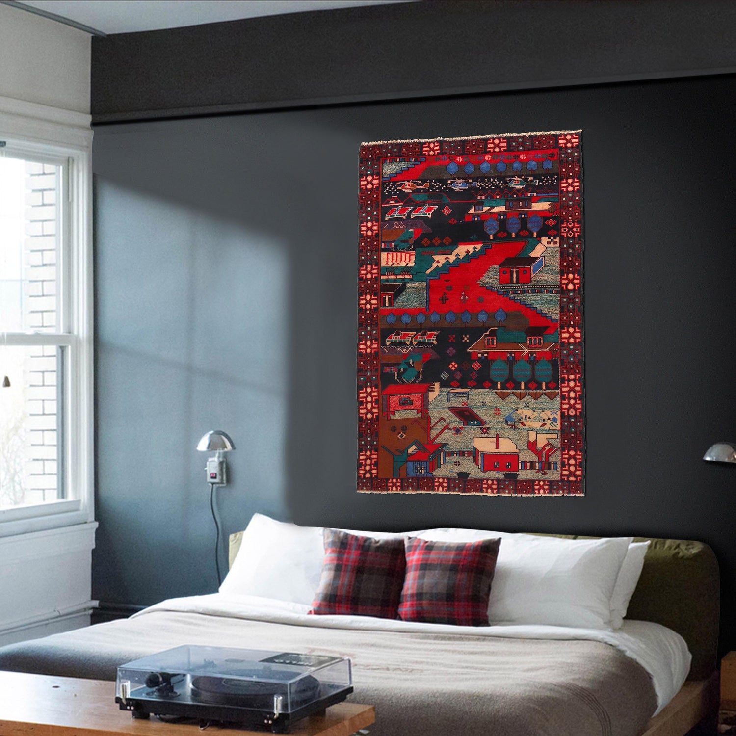 Handmade Picture Area Rug 3' 8" x 6' 3" ft / 113 x 191 cm - No. Y15769