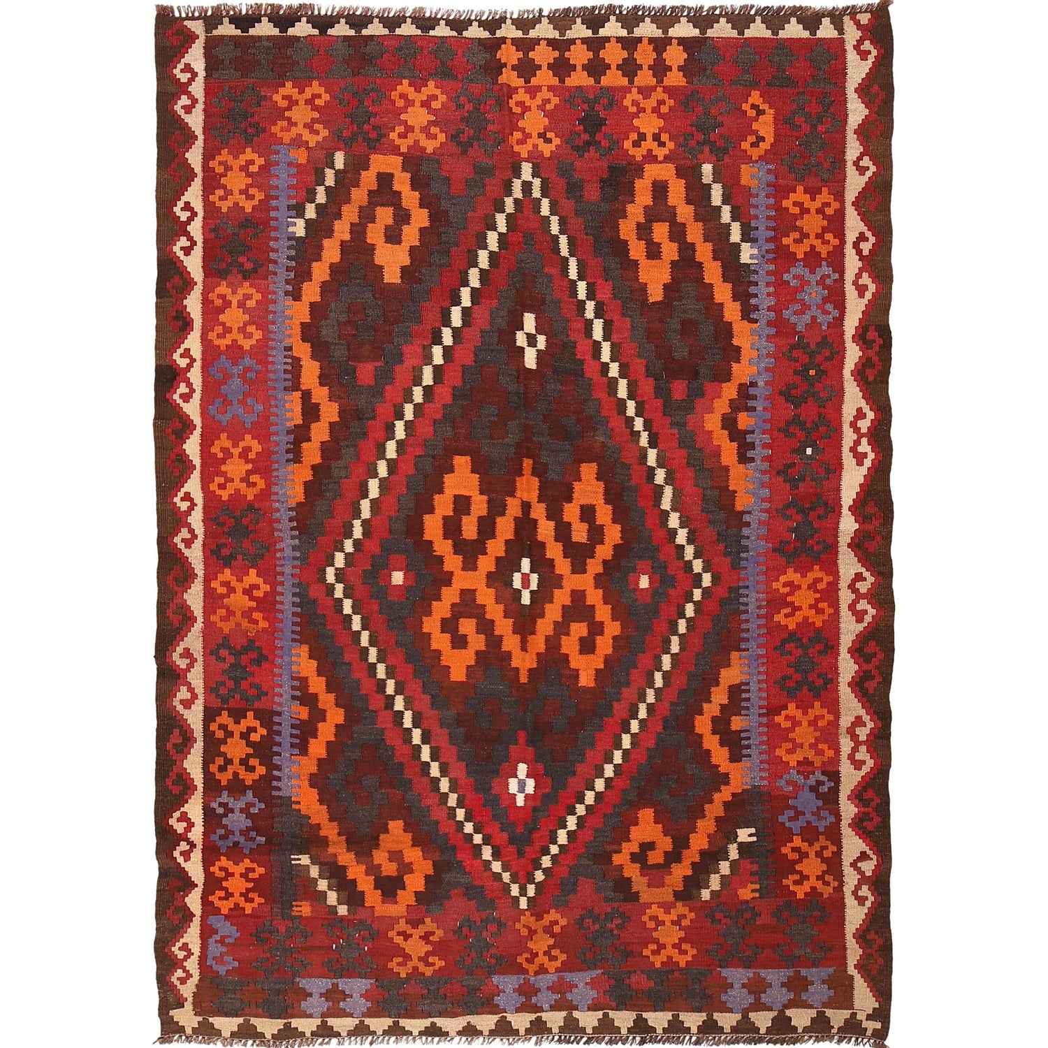 Afghan Vintage Kilim 5' 9" x 7' 11" ft / 174 x 242 cm - No. Y15798