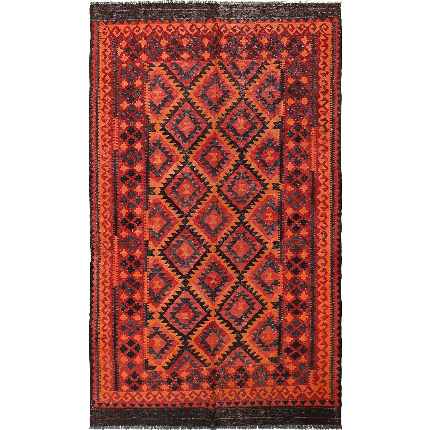Afghan Vintage Kilim 4' 8" x 8' 1" ft / 143 x 246 cm - No. Y15799