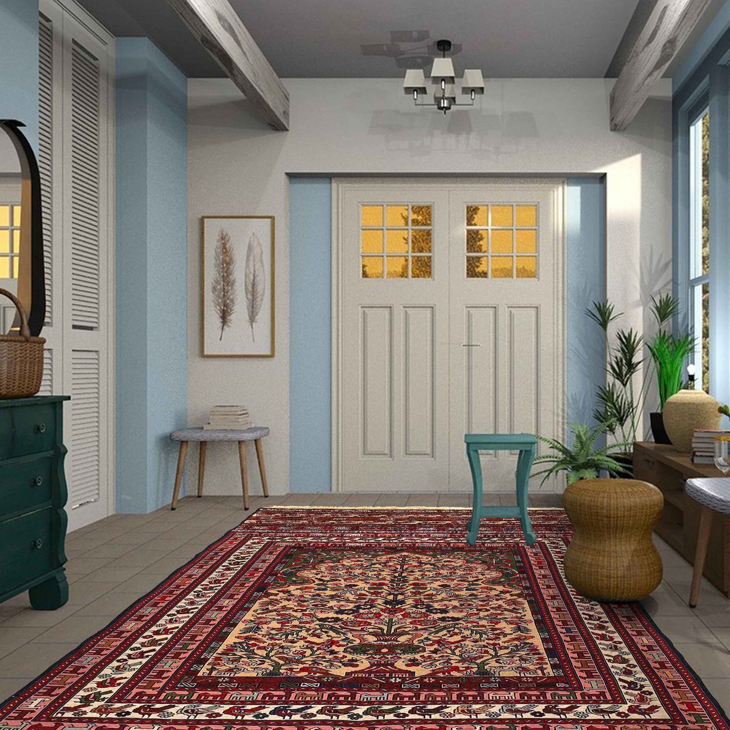 Handmade Maliki Kilim 4' 6" x 6' 5" ft / 136 x 195 cm - No. Y16171