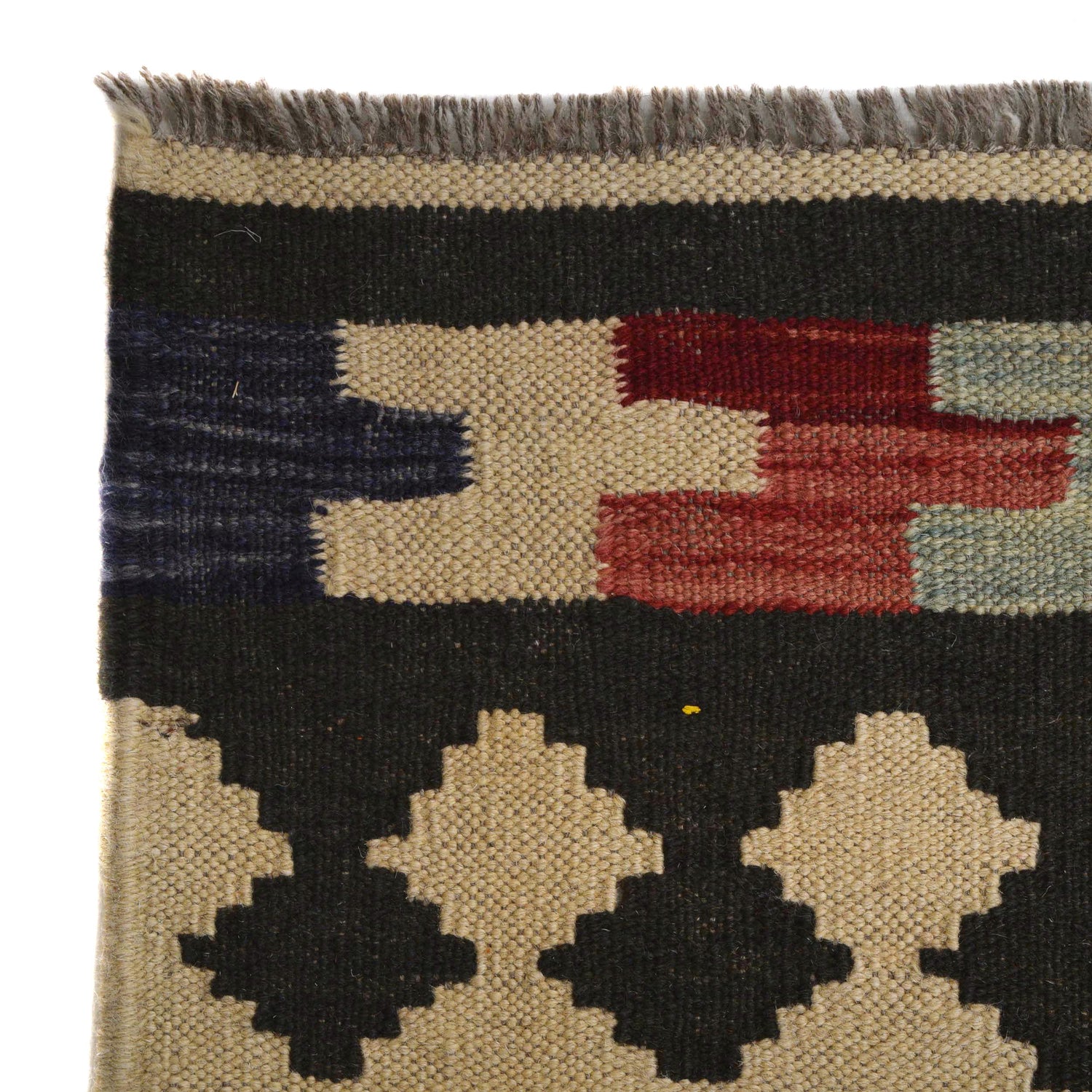 Colorful Flat-Weave Wool Kilim 7' 3" x 9' 10" ft / 220 x 300 cm - No. Y31566